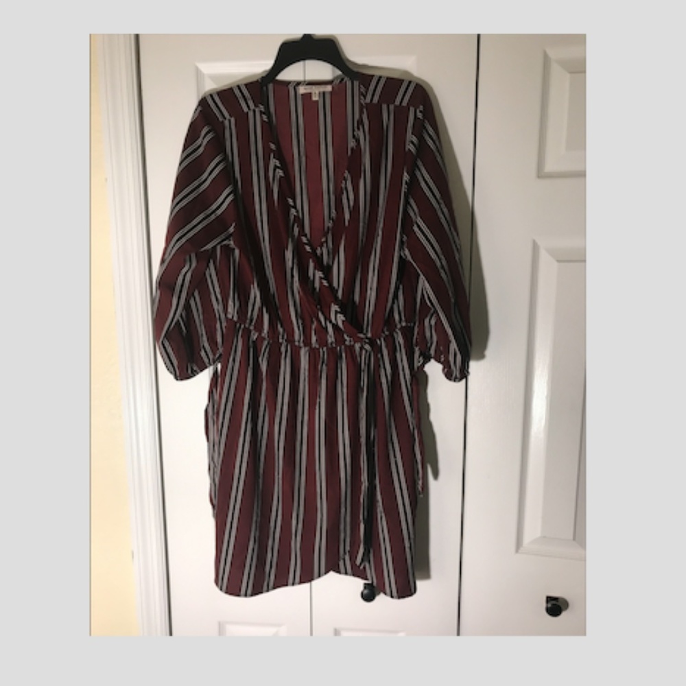 Striped pink wrap dress.